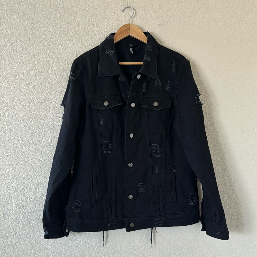 American Bazi Black Denim Jacket Size L - Picture 4 of 8
